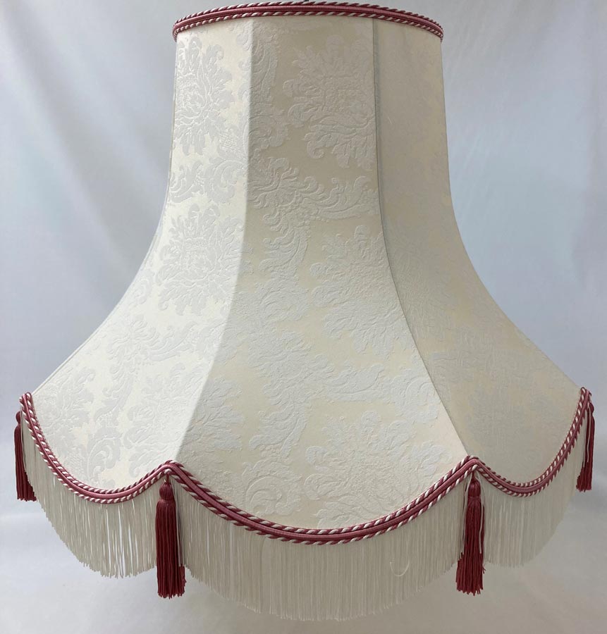 Quality Tassel Clip On Lamp Shade Cream & Pink Fabric UK Handmade