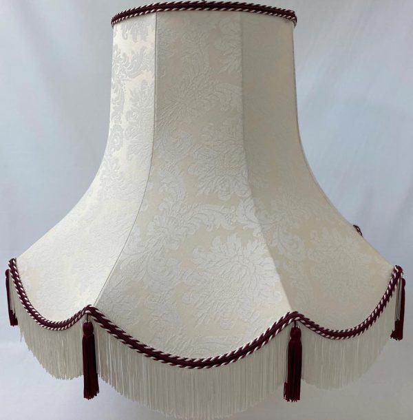 Quality Tassel Floor Lamp Shade Cream & Wine Fabric Handmade in UK