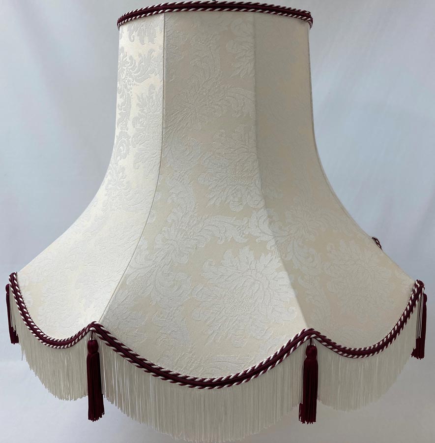 Quality Tassel Clip On Lamp Shade Cream & Wine Fabric UK Handmade
