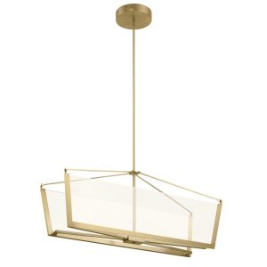 Quintiesse Calters LED contemporary island pendant in champagne gold full height on white background
