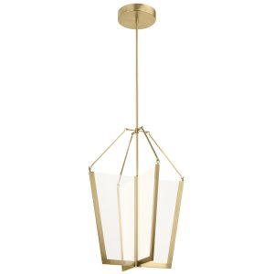 Quintiesse Calters LED large hall or foyer ceiling pendant in champagne gold full height