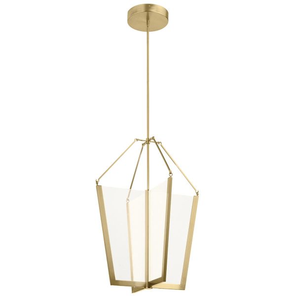 Quintiesse Calters LED large hall or foyer ceiling pendant in champagne gold full height
