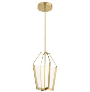Quintiesse Calters LED medium hall or foyer ceiling pendant in champagne gold full height