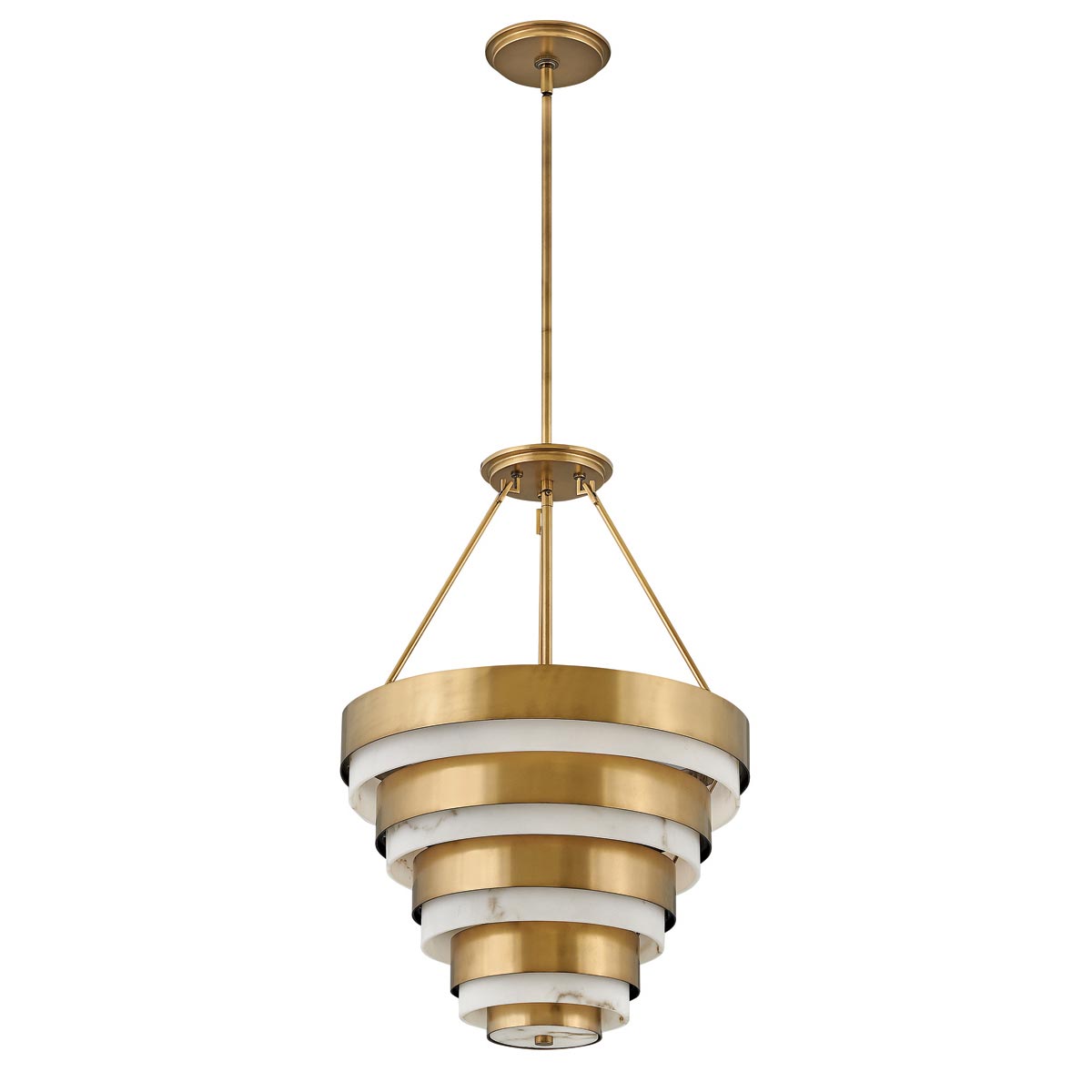 Quintiesse Echelon Art Deco 4 Light Tiered Chandelier Satin Brass