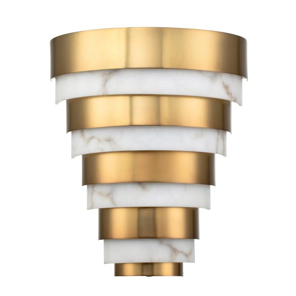 Quintiesse Echelon LED Tiered Art Deco Wall Light Satin Brass
