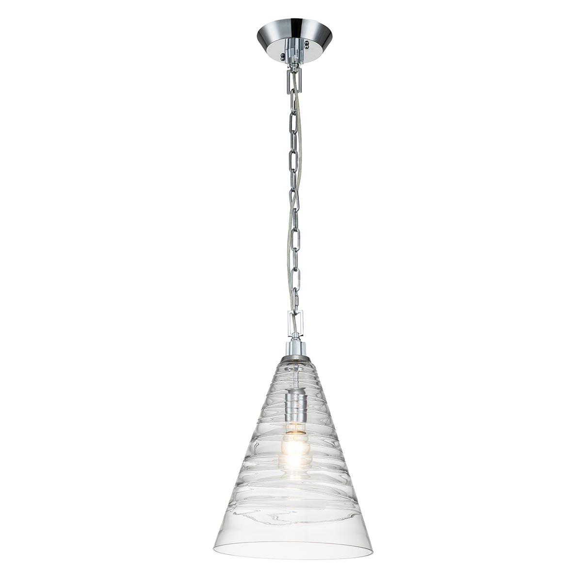 Elmore Single Candy Glass Pendant Ceiling Light Polished Chrome