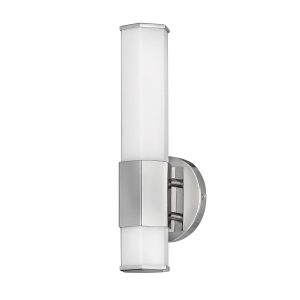 Quintiesse Facet 1 light LED bathroom wall light in polished chrome on white background