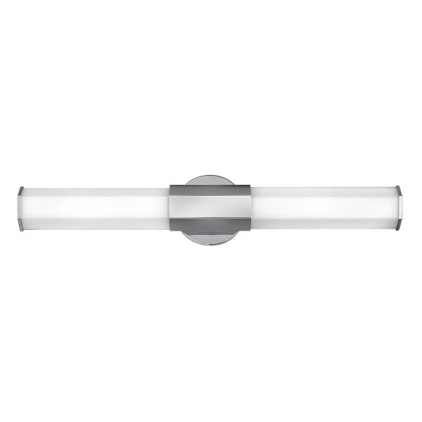 Quintiesse Facet 2 light LED bathroom wall light in polished chrome on white background