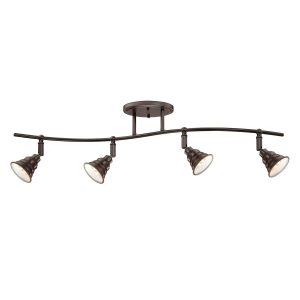 Quoizel East Vale 4 light industrial ceiling spot light bar in Palladian bronze