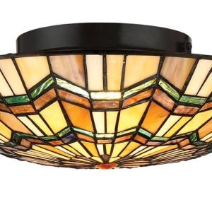 Quoizel Alcott 2 Light Flush Mount Tiffany Ceiling Light Valiant Bronze