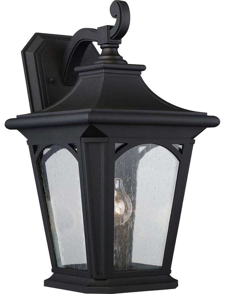 Quoizel Bedford Large Outdoor Wall Lantern Mystic Black Seeded Glass