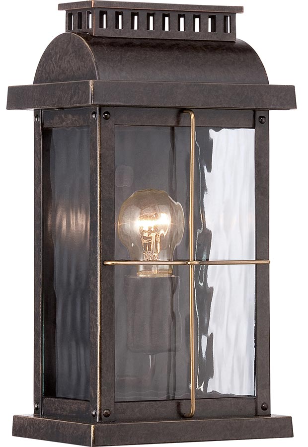 Quoizel Cortland Outdoor Wall Lantern Imperial Bronze Rippled Glass