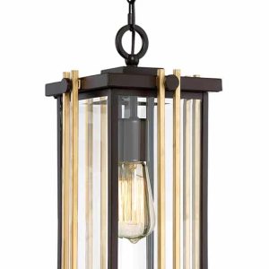 Quoizel Goldenrod Hanging Outdoor Porch Chain Lantern Western Bronze