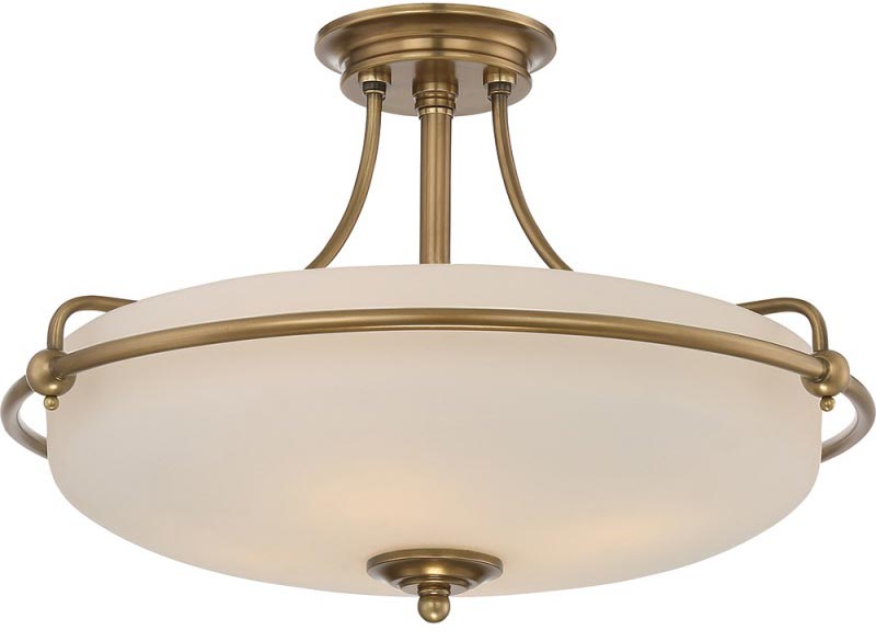 Quoizel Griffin Weathered Brass Art Deco Style 4 Light Semi Flush