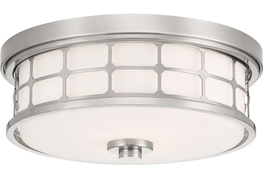 Quoizel Guardian 2 Light Flush Bathroom Ceiling Light Brushed Nickel