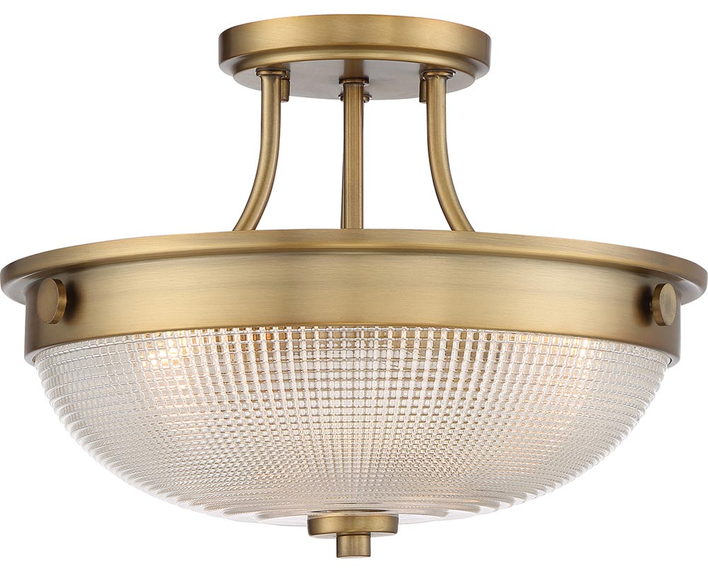 Quoizel Mantle 2 Light Semi Flush Ceiling Light Weathered Brass