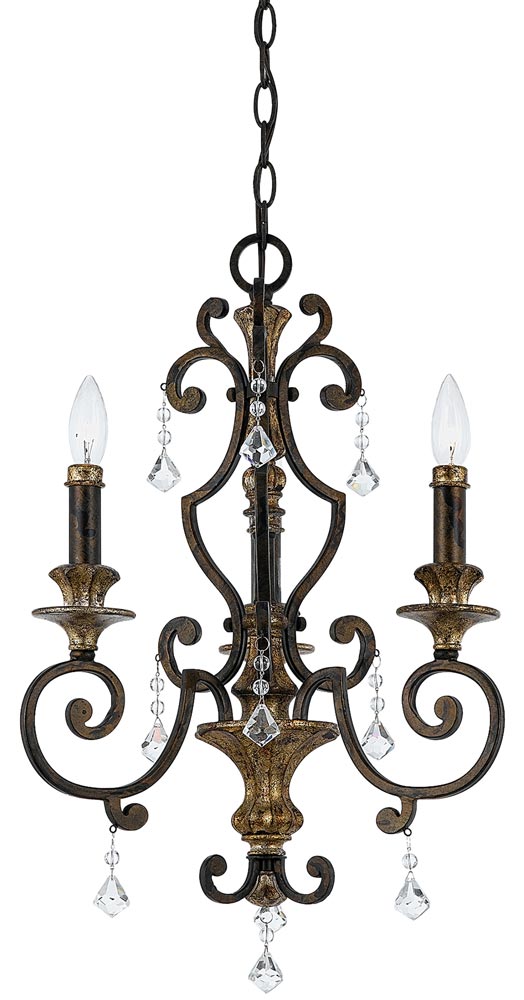 Quoizel Marquette 3 Light Wrought Iron Chandelier Heirloom