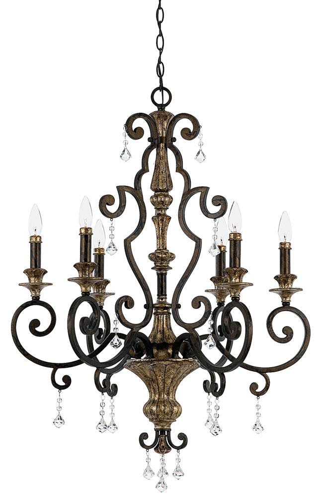 Quoizel Marquette Large 6 Light Wrought Iron Chandelier Heirloom