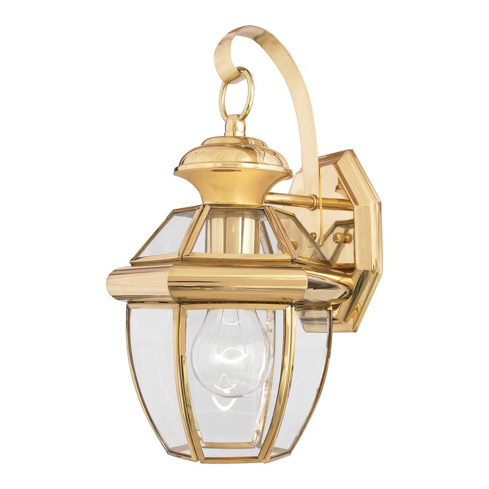 Quoizel Newbury 1 Light Small Outdoor Wall Lantern Solid Polished Brass