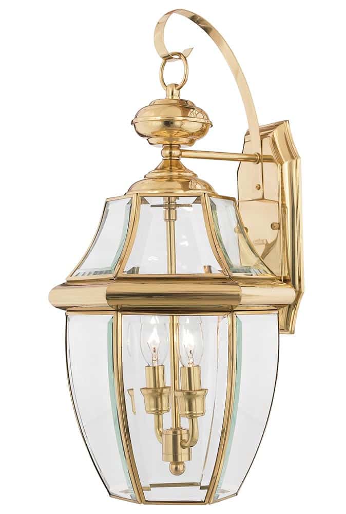 Quoizel Newbury 2 Light Large Outdoor Wall Lantern Solid Polished Brass