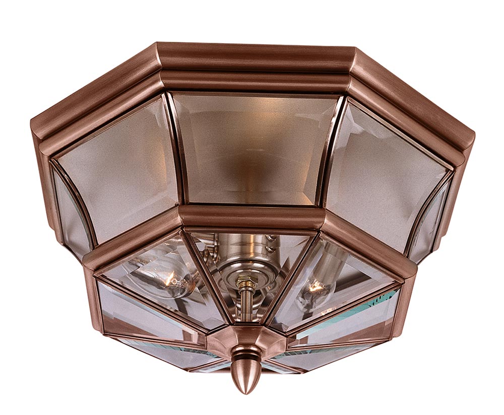 Quoizel Newbury 3 Light Flush Outdoor Porch Lantern Aged Copper