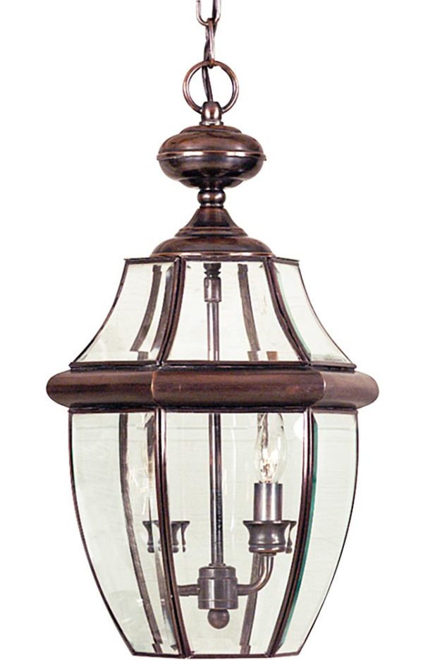 Quoizel Newbury 2 Light Large Hanging Porch Lantern Aged Copper