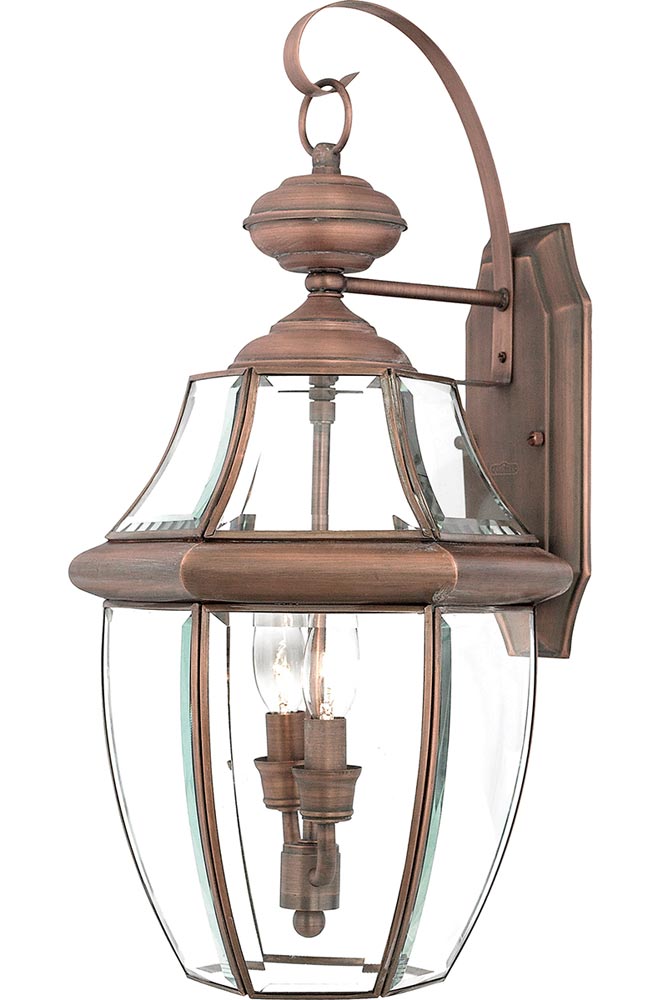 Quoizel Newbury 2 Light Large Outdoor Wall Lantern Aged Copper