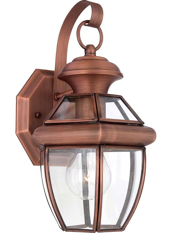 Quoizel Newbury 1 Light Small Outdoor Wall Lantern Aged Copper
