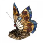 Quoizel Tiffany Art Glass Handmade Multi Coloured Butterfly Table Lamp