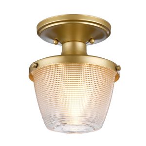 Quoizel Dublin 1 lamp semi-flush bathroom ceiling light in painted brass main image