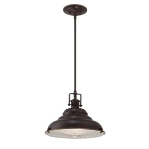 Quoizel East Vale 1 light large vintage industrial style pendant light in Palladian bronze