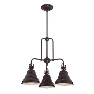 Quoizel East Vale 3 light industrial style chandelier in Palladian bronze