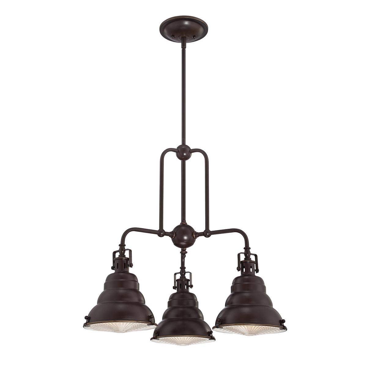 Quoizel East Vale 3 Light Industrial Style Chandelier Palladian Bronze