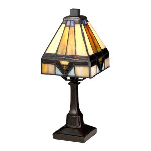 Quoizel Holmes mini Tiffany glass table lamp in vintage bronze main image