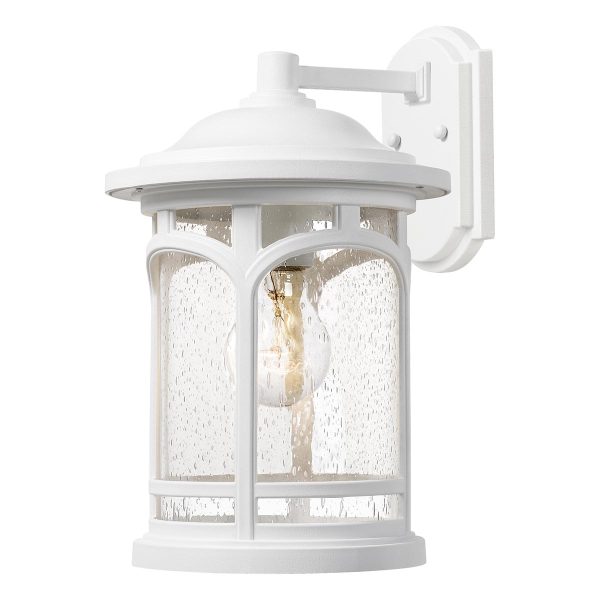 Quoizel Marblehead 1 light medium outdoor wall lantern in textured white with seeded glass