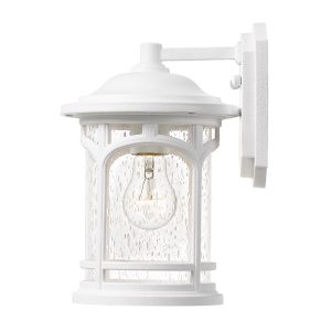 Quoizel Marblehead 1 light small outdoor wall lantern in textured white with seeded glass
