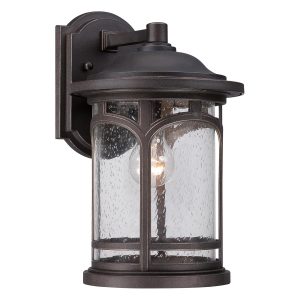 Quoizel Marblehead 1 light medium outdoor wall lantern in palladian bronze with seeded glass