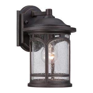Quoizel Marblehead 1 light small outdoor wall lantern in palladian bronze with seeded glass