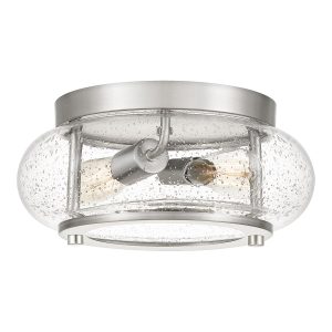 Quoizel Trilogy 2 light small flush low ceiling light in brushed nickel