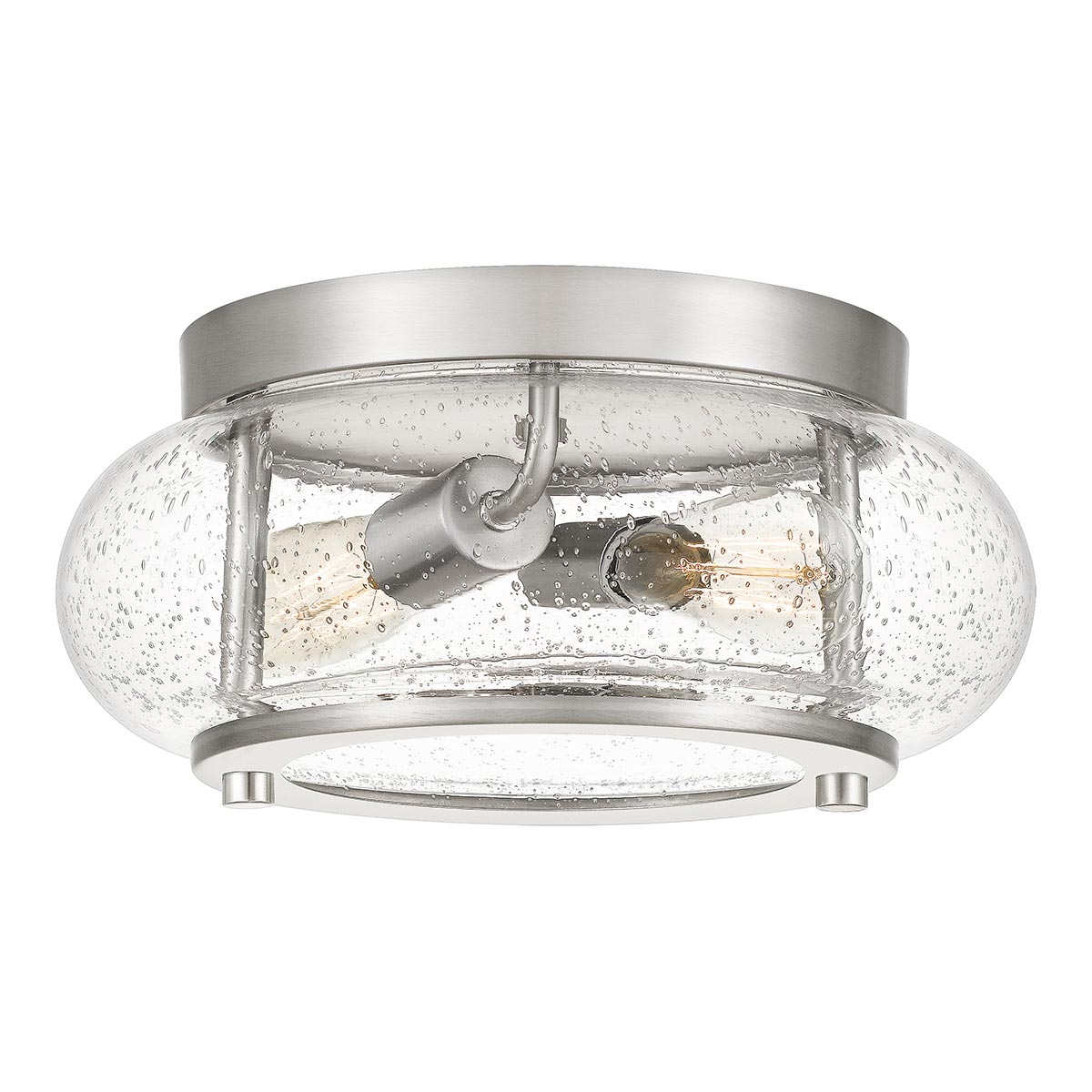 Quoizel Trilogy 2 Light Small Flush Low Ceiling Light Brushed Nickel