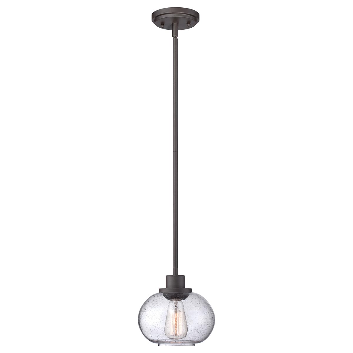 Quoizel Trilogy 1 Light Mini Ceiling Pendant Old Bronze Seeded Glass