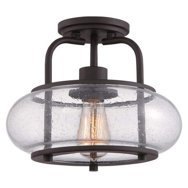Quoizel Trilogy 1 light small semi flush low ceiling light in old bronze