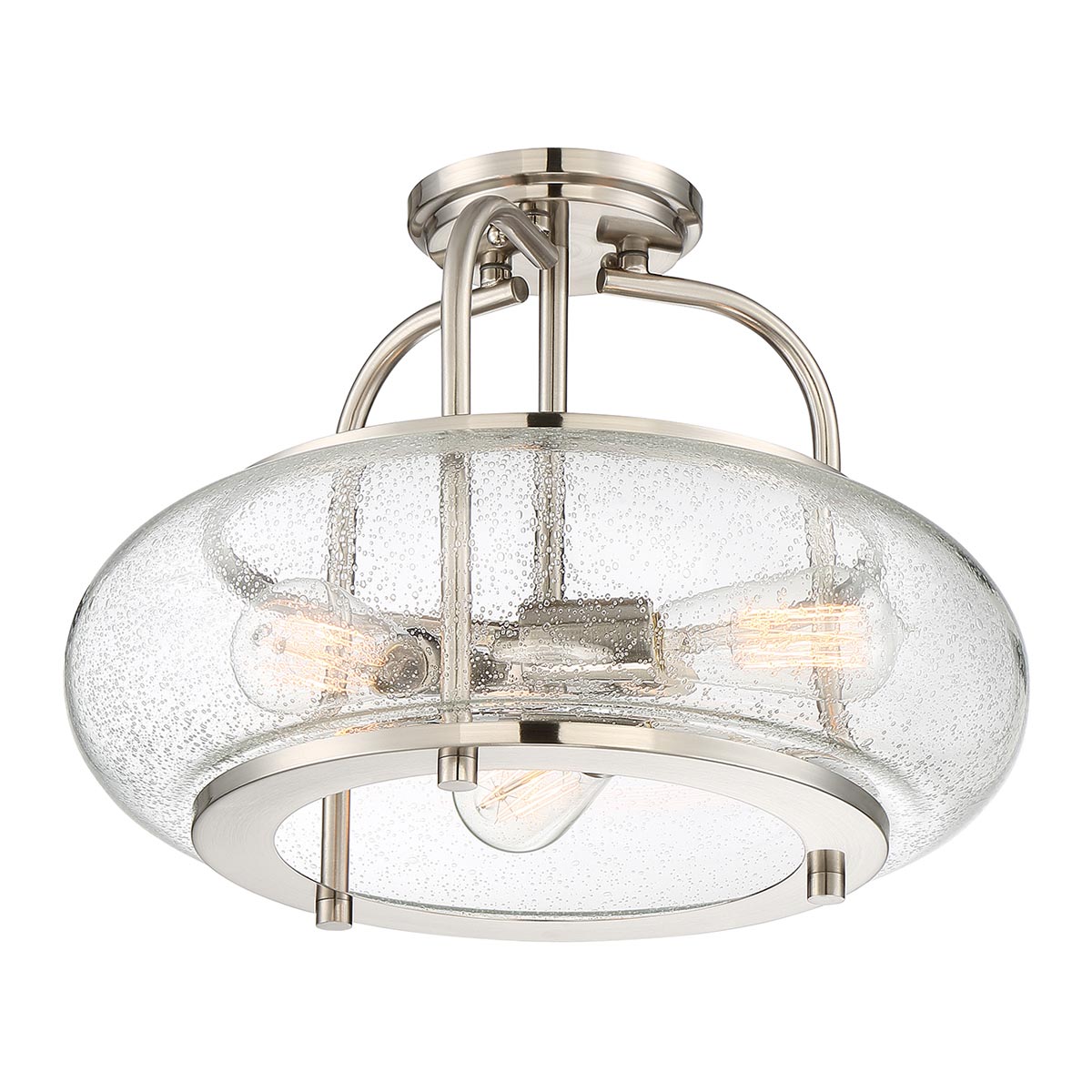 Quoizel Trilogy 3 Light Medium Semi Flush Ceiling Light Brushed Nickel