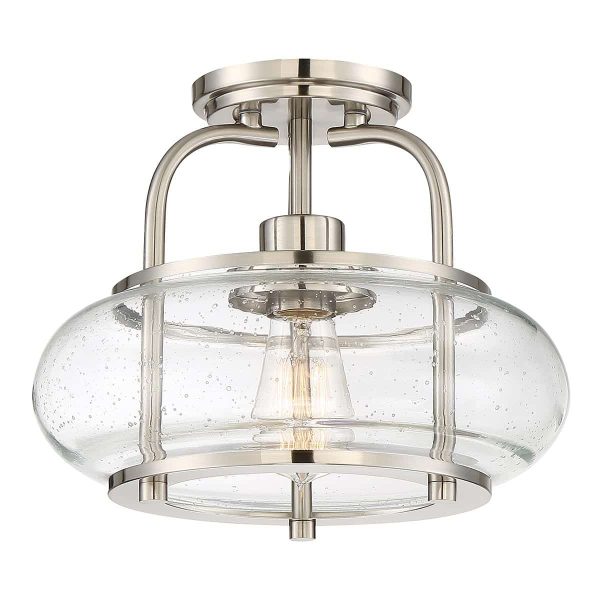 Quoizel Trilogy 1 light small semi flush low ceiling light in brushed nickel