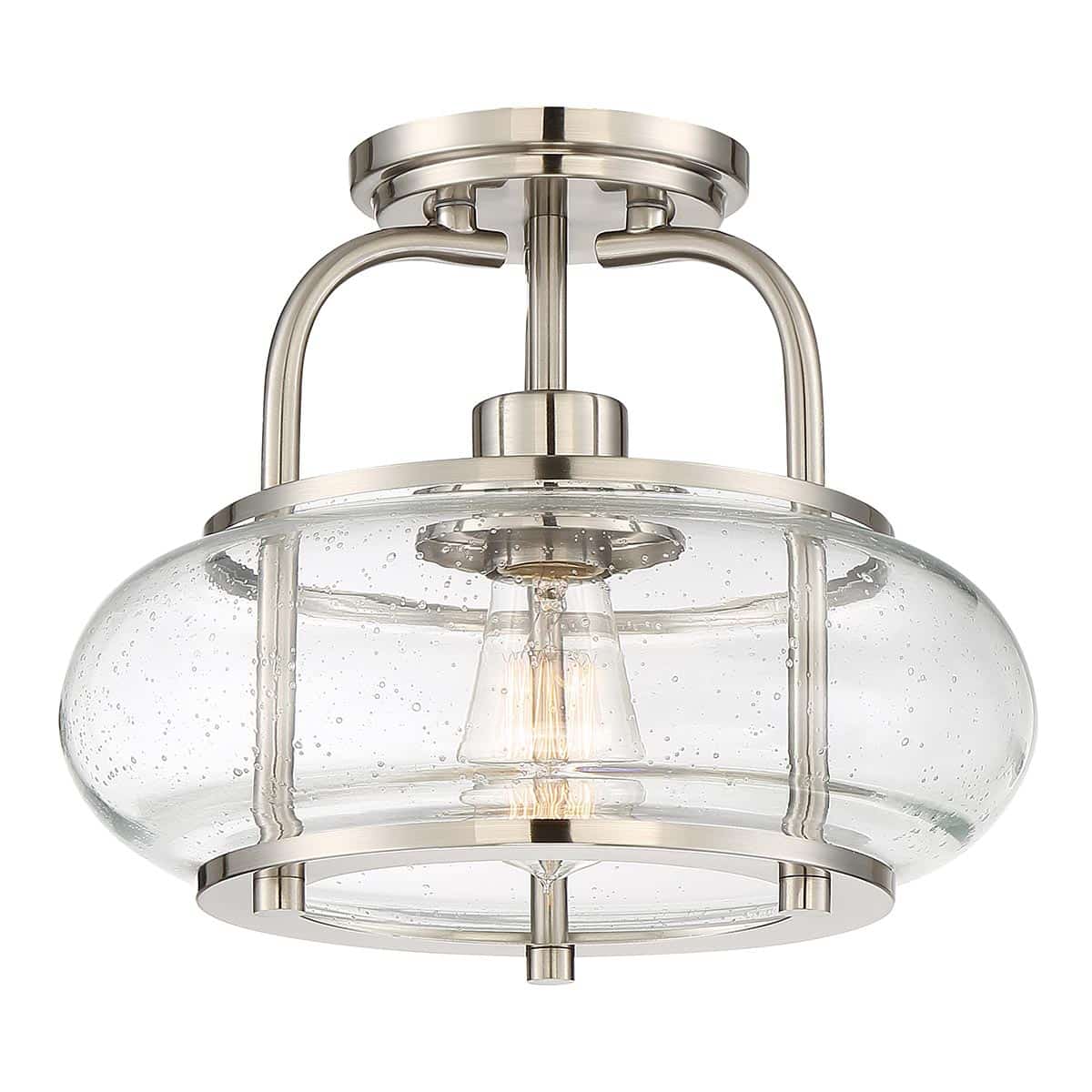 Quoizel Trilogy 1 Light Small Semi Flush Low Ceiling Light Brushed Nickel