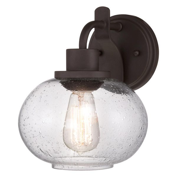 Quoizel Trilogy 1 Lamp Single Wall Light Old Bronze Seeded Glass Shade