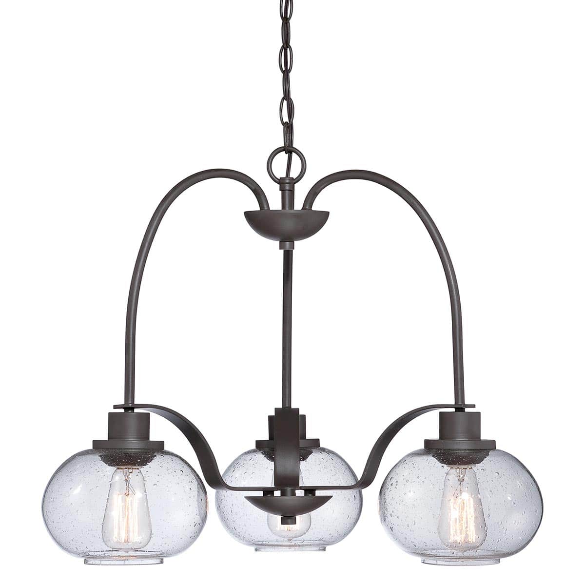 Quoizel Trilogy 3 Light Chandelier Old Bronze Clear Seeded Glass Shades