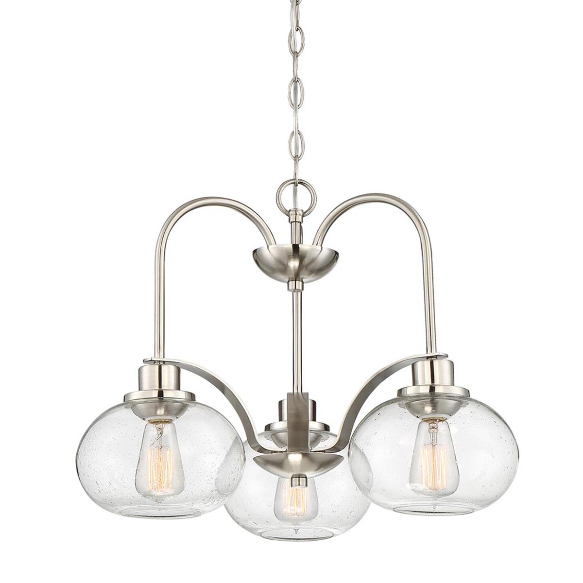 Quoizel Trilogy 3 Light Chandelier Brushed Nickel Clear Seeded Glass