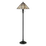 Quoizel Victory 2 Light Art Nouveau Tiffany Floor Lamp Valiant Bronze