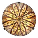 Quoizel Victory 2 Light Art Nouveau Flush Tiffany Ceiling Light Bronze
